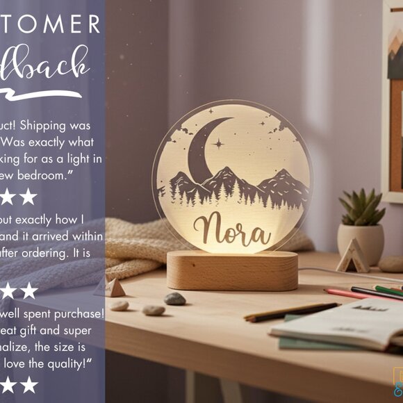Mountain LED Name Light | Custom Kids Room Decor & Baby Shower Gift - Picture 7 of 8